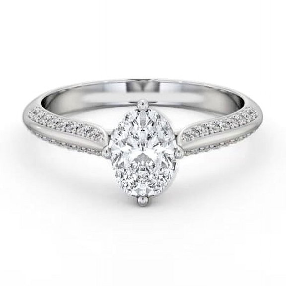 Spot Jewel 1.8 Ct Oval Cut Lab Created Diamond Engagement Ring for Women – 14K White Gold Plated Rings – Knife Edge Shank – Ideal Proposal Ring – Wedding Gift for Her