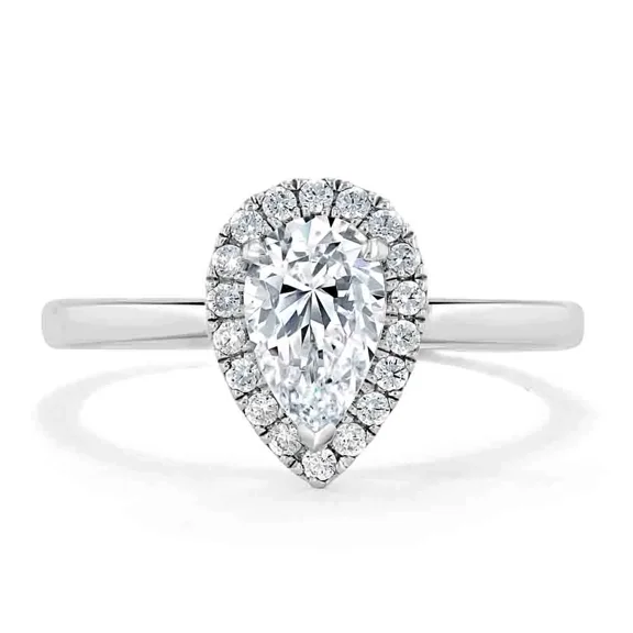 Spot Jewel 1.8 Ct Pear Cut Diamond Ring - 14K White Gold Plated Ring for Her - Gorgeous Anniversary Gift - Forever Halo Diamond Ring for Women's - Valentine Proposal Ring - Daily Wear Diamond Ring