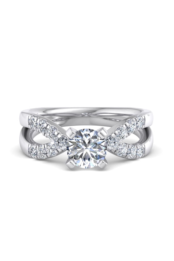 1.8 Ct Round Cut Lab Created Diamond Split Pave Engagement Ring for Women - 14K White Gold Plated Solitaire Ring with Sparkling Pave Accents - Engagement Wedding Jewelry