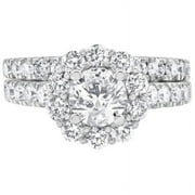 Spot Jewel 1.8Ct Brilliant Round Cut Diamond Ring - 14K White Gold Plated Ring - Bridal Set EngageHimt Wedding Rings for WoHim - Gorgeous Anniversary Gifts - Diamond Jewelry for Birthday Gifts