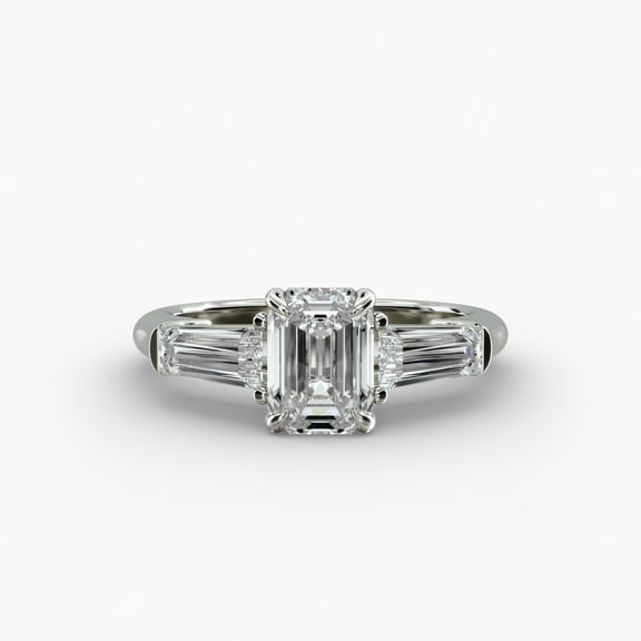 Spot Jewel 1.9 Ct Emerald Cut Diamond Ring for Her - 14K White Gold Plated Ring - Christmas Engagement Ring - Beautiful Special Occasion Ring - Mid Century Ring for Women's - Wedding Proposal Ring