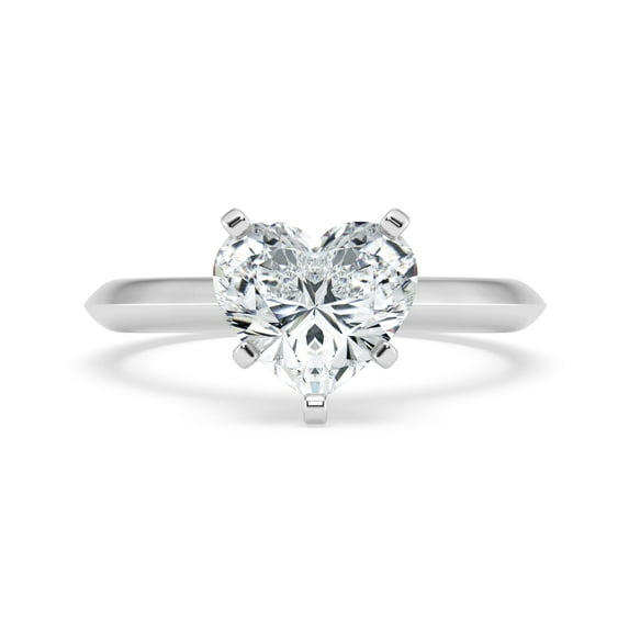 Spot Jewel 1.9 Ct Heart Cut Lab Created Diamond Solitaire Ring - 14K White Gold Plated Engagement Ring - Solo Prong Set Design for Women - Sparkling Diamond Jewelry