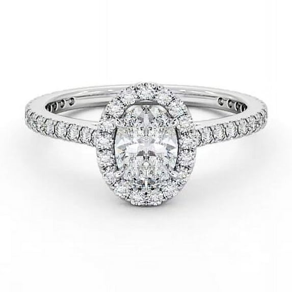 Spot Jewel 1.9 Ct Lab Created Oval Cut Diamond Ring – 14K White Gold Plated Engagement Jewelry – Hidden Diamond Accent Design – Perfect Ring for Proposals