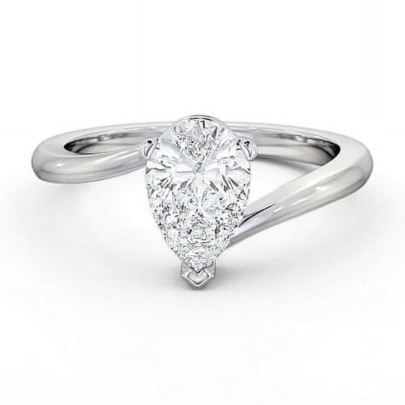 Spot Jewel 1.9 Ct Pear Cut Lab Created Diamond Engagement Ring – 14K White Gold Plated – Sweeping Bypass Ring for Her – Bridal Diamond Jewelry