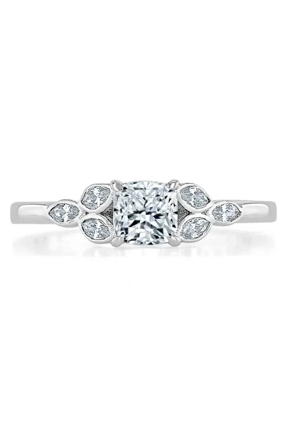 14K White Gold Over Anniversary Ring for Her - 1.9 Ct Cushion Cut Diamond Ring - Causal Daily Wear Ring for Women's - Split Shank Design Ring for Her - Causal Daily Wear Ring