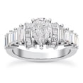 thumbnail image 1 of Spot Jewel 14K White Gold Plated 1.7 Ct Pear Cut Lab Created Diamond Solitaire Ring - Princess-Cut and Baguette Design Engagement Wedding Jewelry for Women - Stylish Lab Grown Diamond Band for Her, 1 of 3
