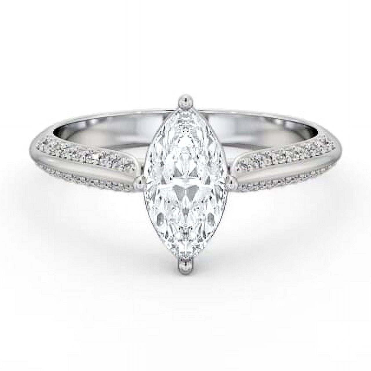 Spot Jewel 14K White Gold Plated 2.3 Ct Marquise Cut Lab Created Diamond Ring – Knife Edge Shank Anniversary Ring – Engagement Jewelry – Gift for Women