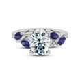 thumbnail image 1 of Spot Jewel 14K White Gold Plated Diamond Engagement Ring for Women - 1.7 Ct Lab Created Round Cut Stone with Sapphire Accent - Hayden Curved Vine Design Jewelry for Brides, 1 of 3