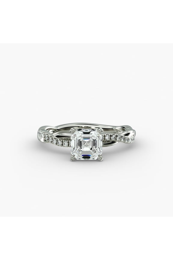 14K White Gold Plated Rings - 2.1 Ct Asscher Cut Diamond Rings - Anniversary Silver Beautiful Rings - Valentine Proposal Rings - Special Occasion Ring - Christmas Special Gift for Her