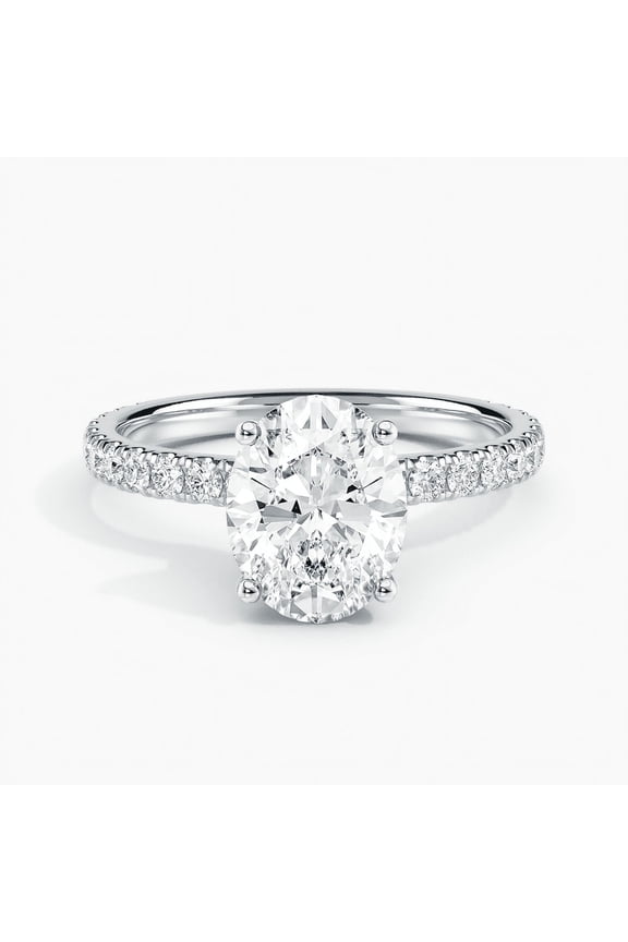 14K White Gold Over Ring for Her - 1.8 Ct Oval Cut Diamond Ring - Engagement Wedding Ring - Causal Daily Wear Ring for Women's - Special Occasion Ring Women's - Valentine's Day Gift