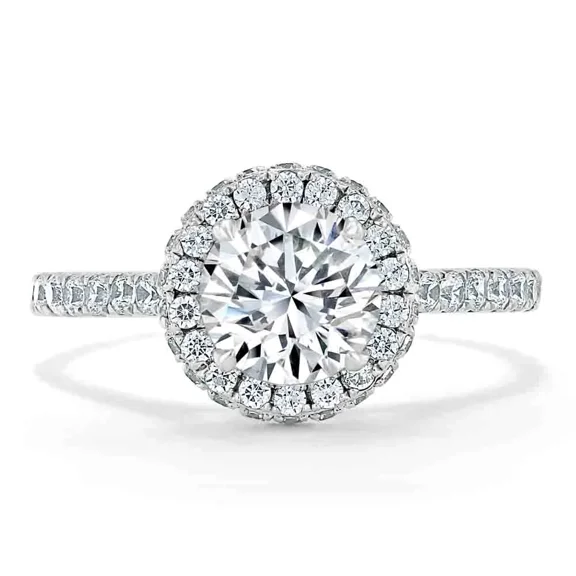 Spot Jewel 14K White Gold Plated Ring for Her - 1.8 Ct Round Cut Diamond Ring - Gorgeous Anniversary Gift - Halo Diamond Ring for Women's - Valentine Proposal Ring for Her - Valentine's Day Gift