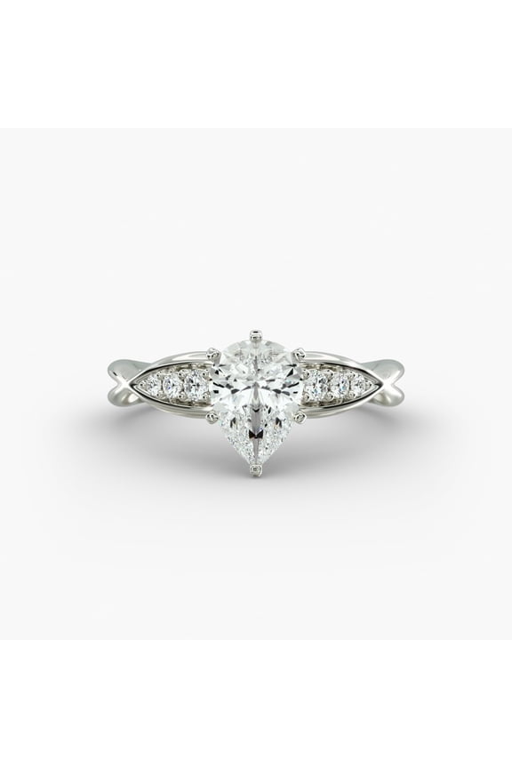 14K White Gold Plated Ring for Her - 1.9 Ct Pear Cut Diamond Ring - Forever Ring for Women's - Gorgeous Ring Gift for Women's - Silver Beautiful Special Ring - Christmas Special Gift