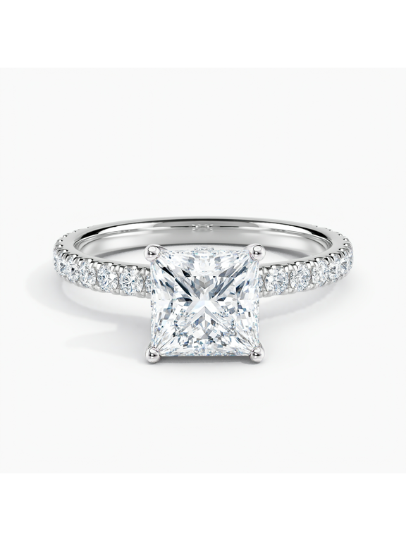 14K White Gold Over Ring - 2.1 Ct Princess Cut Diamond Ring for Her - Causal Daily Wear Wedding Ring for Her - Special Occasion Ring for Women's - Valentine's Day Gift for Your Wife