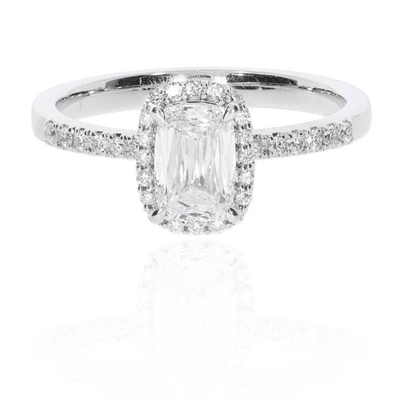 Spot Jewel 14k White Gold Plated Ring - 1.7 Ct Emerald Cut Diamond Ring Women's - Christmas Special Gifts - Jewelry Silver Wedding Ring for Her - Halo Stackable Diamond Ring On Clearance