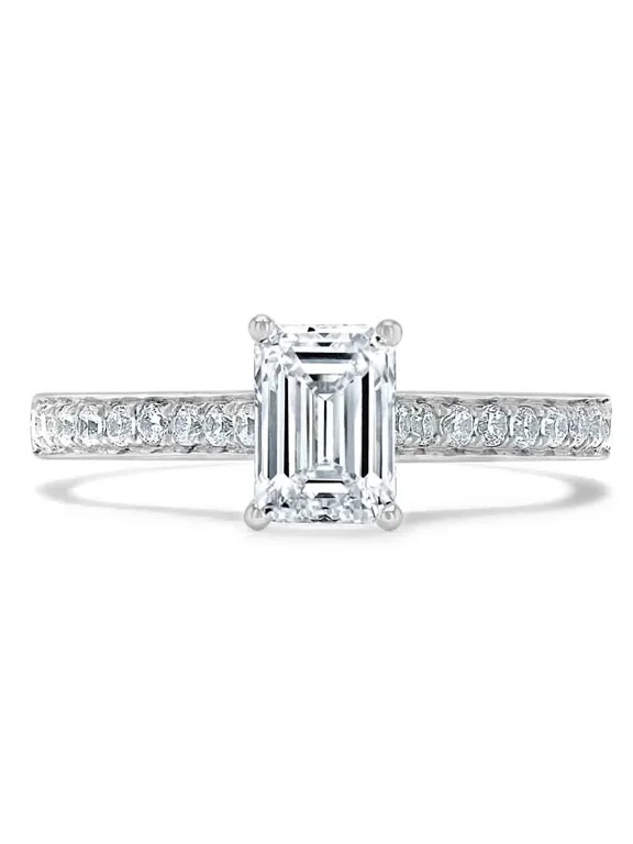 2.1 Ct Emerald Cut Diamond Ring - 14K White Gold Over Ring for Her - Fabulous Anniversary Ring - Engagement Wedding Ring - Forever Diamond Ring for Women's - Valentine's Day Gift