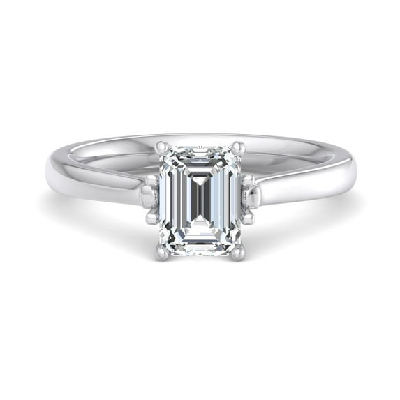 Spot Jewel 2.1 Ct Emerald Cut Lab Created Diamond Ring - 14K White Gold Plated Simple Solitaire Ring for Women - Daily Wear Engagement Ring for Her - Ideal Gift for Any Occasion
