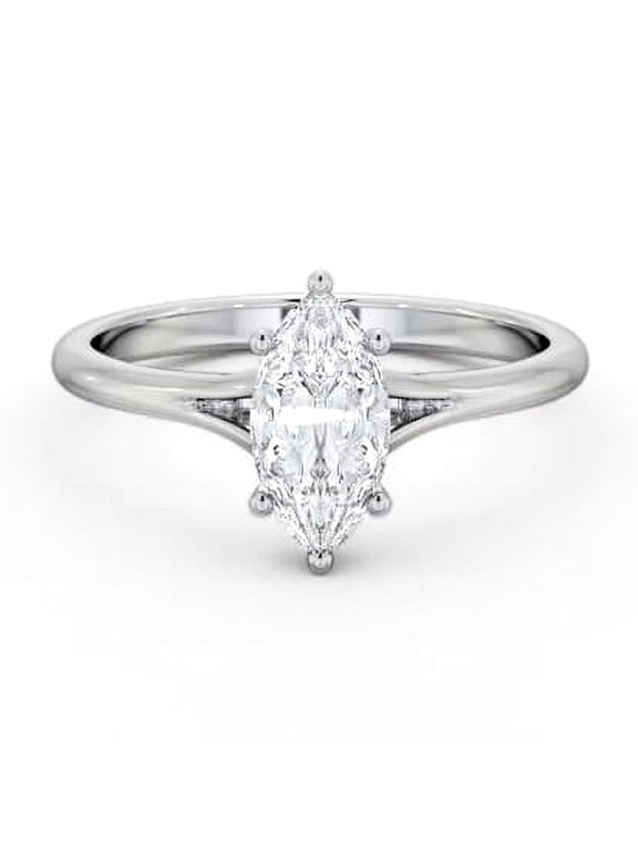 2.1 Ct Marquise Cut Lab Created Diamond Engagement Ring - 14K White Gold Plated Split Shank Wedding Ring - Classic Proposal Gift