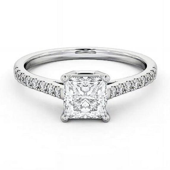 Spot Jewel 2.1 Ct Princess Cut Lab Created Diamond Engagement Ring – Cluster Style – 14K White Gold Plated – Perfect Graduation or Celebration Gift