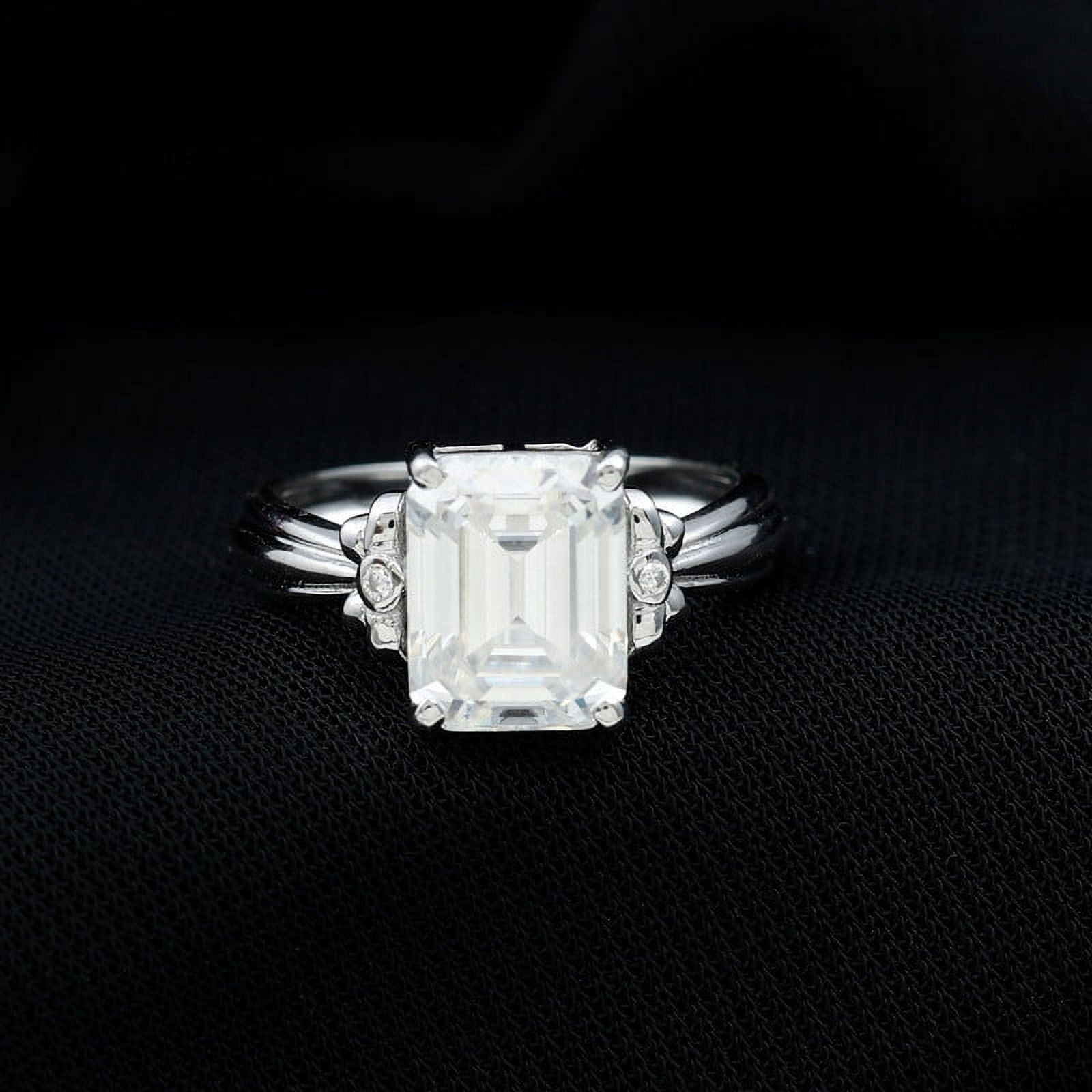 Spot Jewel 2.2 Ct Emerald Cut Diamond Rings - 14K White Gold Plated Rings - Sterling Silver Jewelry Clearance - Natural Diamond Latest Engagement Rings for Women - Proposal Rings