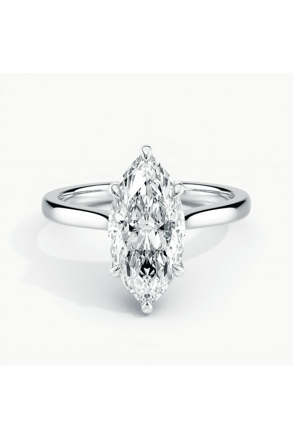 2.2 Ct Marquise Cut Diamond Ring - 14K White Gold Over Ring for Her - Gorgeous Anniversary Gifts for Women's - Solitaire Engagement Silver Ring for Her - Wedding Bridesmaid Gifts