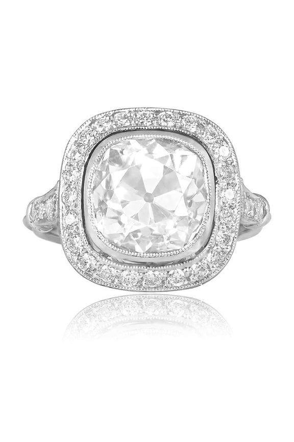 2.3 Ct Cushion Cut Lab Created Diamond Anniversary Ring - 14K White Gold Plated Ring - Modern Halo Wedding Ring for Women - Cluster Diamond Silver Ring for Her - Christmas Special Gift