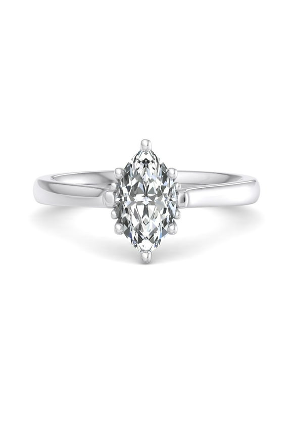 2.3 Ct Marquise Cut Lab Created Diamond Ring - 14K White Gold Plated Solitaire Ring for Women - Chic Engagement Jewelry Gift for Her - Daily Wear Diamond Ring