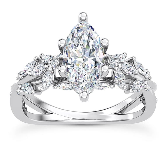 Spot Jewel 2.3 Ct Marquise Cut Lab Created Diamond Ring - Butterfly & Bee Vine Twist Solitaire Engagement Ring - 14K White Gold Plated Design - Lab Grown Diamond Ring for Her - Wedding Ring