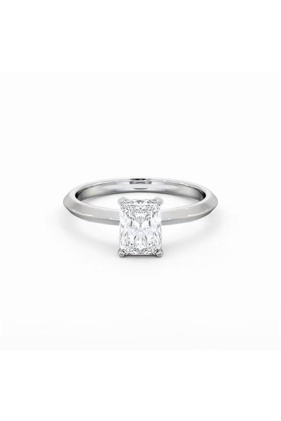 2.3 Ct Radiant Cut Lab Created Diamond Engagement Ring – Knife Edge Shank – 14K White Gold Plated Ring for Women – Birthday Jewelry Gift