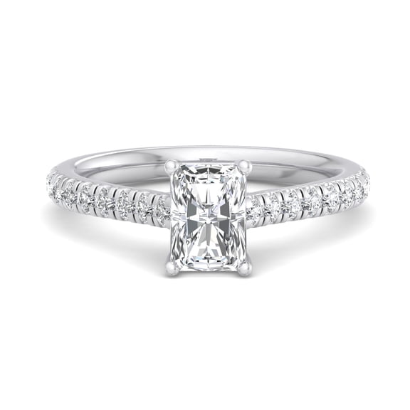 Spot Jewel 2.3 Ct Radiant Cut Lab Created Diamond Ring - 14K White Gold Plated Band - Solitaire with Accents Bezel Set Ring for Women - Elegant Jewelry Gift for Her - Daily Wear Diamond Ring