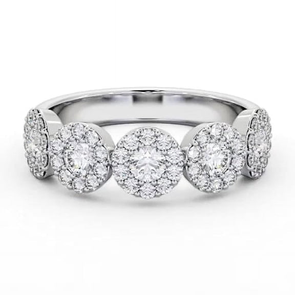 Spot Jewel 2.4 Ct Round Cut Solitaire with Accent Diamond Ring - Engagement Solitaire Accent Ring for Her - Wedding Floral Halo Prong Set Ring - Cluster Engagement Ring - 14K White Gold Plated