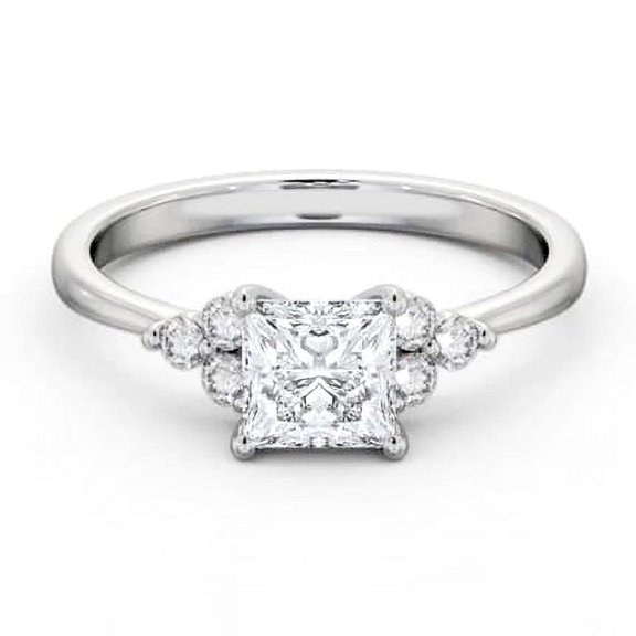 Spot Jewel 2 Ct Princess Cut Lab Created Diamond Ring – Cluster Style Engagement Jewelry – 14K White Gold Plated – Proposal Ring for Her Special Day