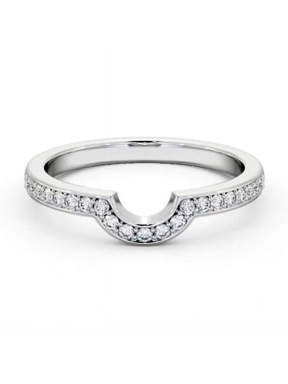 2 Ct Round Cut Lab Simulated Diamond Ring – 14K White Gold Plated – Half Moon Shaped Eternity Wedding Band – Past Present Future Style for Mom