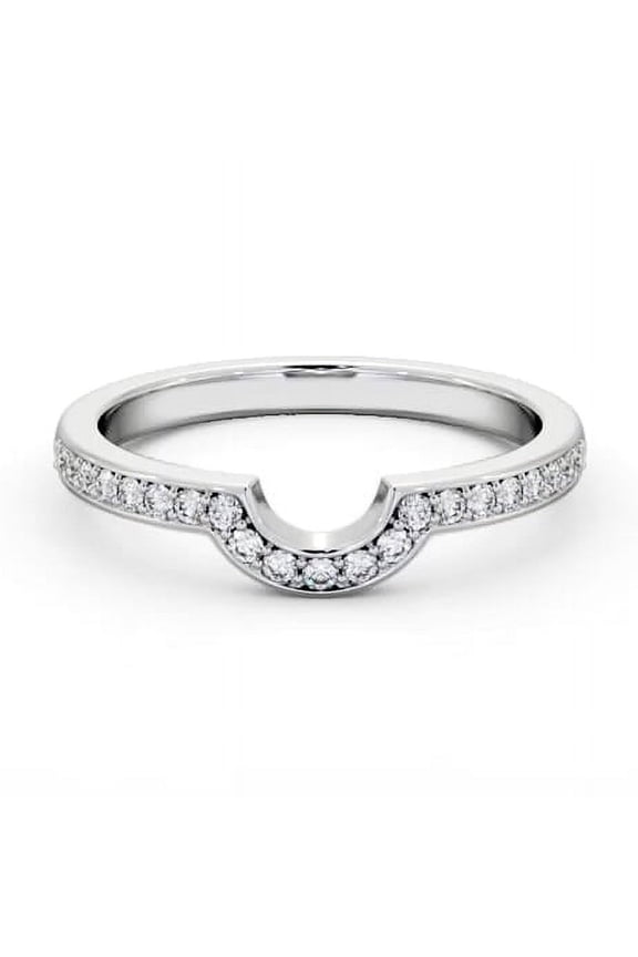 2 Ct Round Cut Lab Simulated Diamond Ring – 14K White Gold Plated – Half Moon Shaped Eternity Wedding Band – Past Present Future Style for Mom