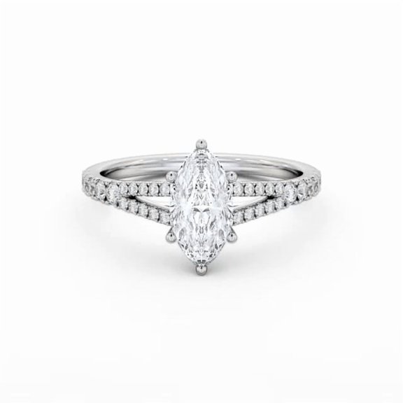 Spot Jewel 6 Prong Wedding Diamond Ring for Women – 14K White Gold Plated 2 Ct Marquise Cut Lab Created Diamond – Elegant Proposal Jewelry – Engagement Ring Gift