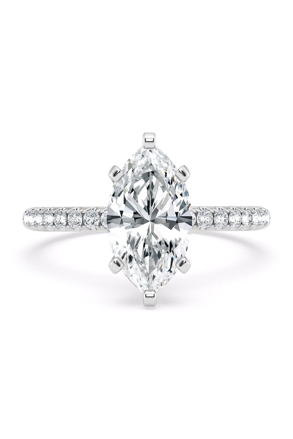 Anniversary Wedding Diamond Ring - 2.3 Ct Marquise Cut Lab Created Diamond Ring for Women - 14K White Gold Plated Engagement Proposal Ring - Special Occasion Gift for Her