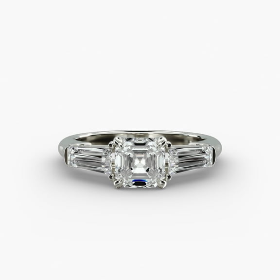 Spot Jewel Asscher Cut 2.2 Ct Diamond Rings - 14K White Gold Over Ring - Christmas Engagement Rings - Engagement Wedding Mid Century Baguette Ring - Gift for Birthday - Valentine's Day Gifts