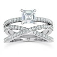 thumbnail image 1 of Spot Jewel Asscher Cut Diamond Ring - 1.7 Ct Lab Created Stone in Pave Set Design - White Gold Over 14K Criss Cross Engagement Ring for Bridal Jewelry - Luxury Wedding Band for Special Events, 1 of 3