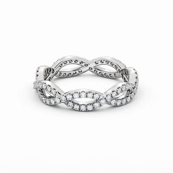 Spot Jewel Brilliant 2.3 Ct Full Eternity Diamond Ring - Round Cut Lab-Created Simulated Diamond with Infinity Twisted Crossover Design - Women Jewelry in 14K White Gold Plated - Gifts for Birthday