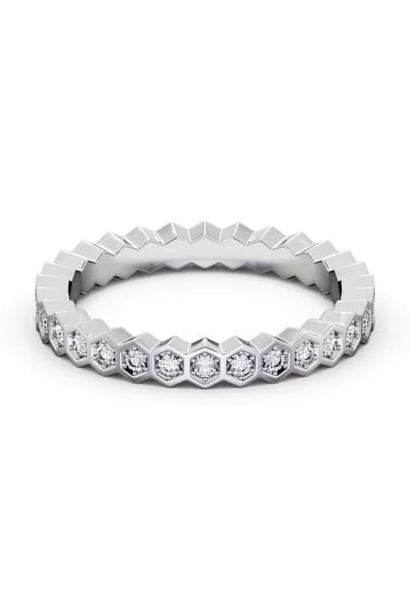 Brilliant Round Cut Full Eternity Ring - 2.4 Ct Lab-Created Simulated Diamonds in Honey Comb Shape with Prong Set - Luxurious Multi-Stone Engagement Ring for Women's - Gift for Mom