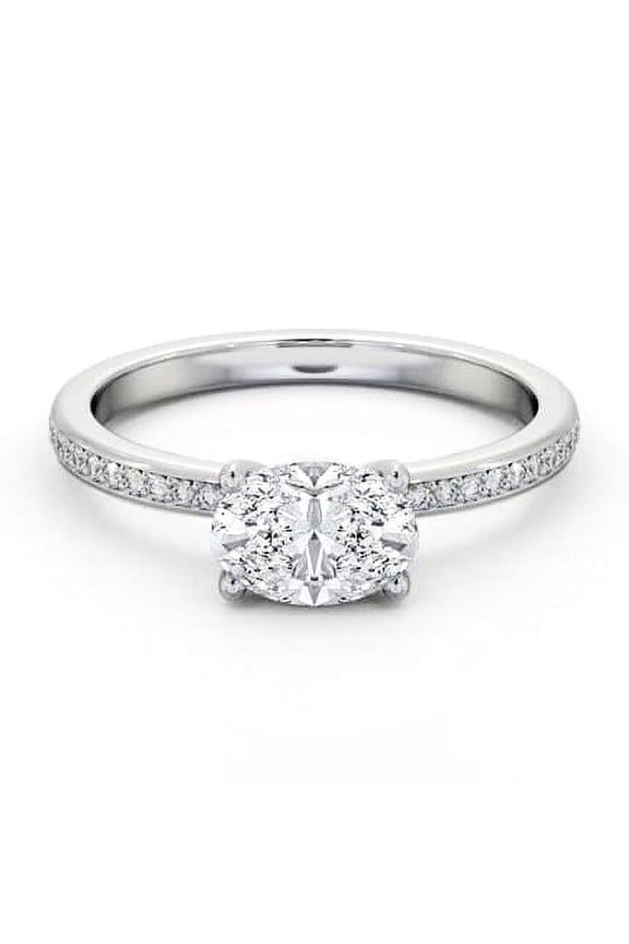 East West Style Wedding Diamond Ring for Women's – 1.9 Ct Oval Cut Lab Created Diamond – 14K White Gold Plated Ring – Unique Engagement Ring – Gift for Her