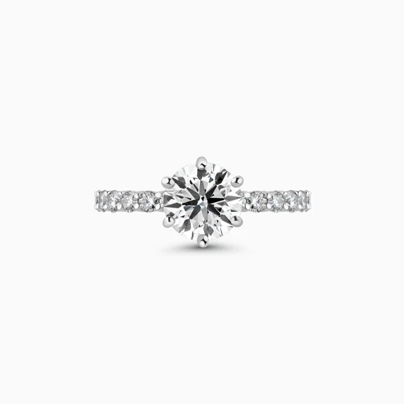 Spot Jewel Elegant 1.9 Ct Lab-Created Simulated Diamond Engagement Ring - Tapered Band Design in 14K White Gold Plated - Women's Stunning Wedding Ring - Ideal for Proposals, Anniversaries and Gift