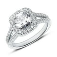 thumbnail image 1 of Spot Jewel Elegant 2.2 Ct Cushion Cut Diamond Halo Engagement Ring - 14K White Gold Plated Lab Created Diamond Ring - Exquisite Prong Set for Women's - Ideal for Celebrations Anniversary and Gift, 1 of 6