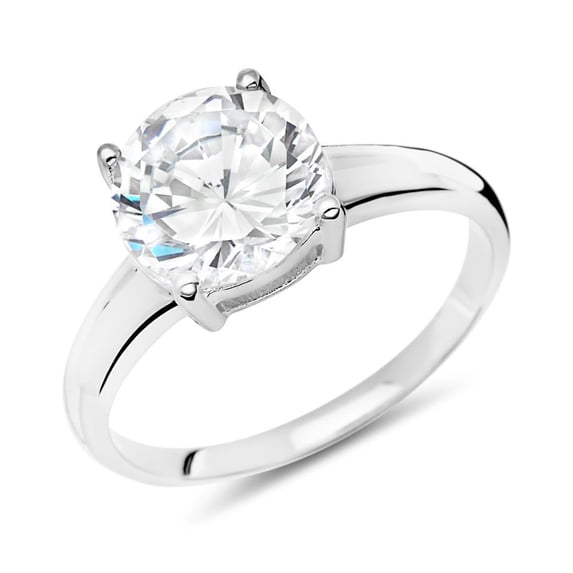 Spot Jewel Elegant 2.3 Ct Round Cut Diamond Solitaire Engagement Ring - 14K White Gold Plated Lab-Created Simulated Diamond - Gorgeous Prong Setting for Women - Ideal for Celebration, Anniversary