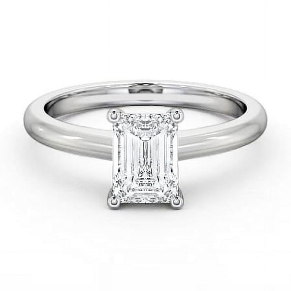 Spot Jewel Emerald-Cut 2.1 Ct Lab-Created Diamond Solitaire Engagement Ring – 14K White-Gold Plated Sleek Wedding Ring – Perfect Proposal Anniversary Gift
