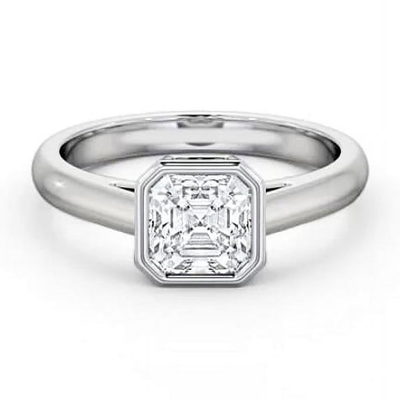 Spot Jewel Excellent 1.8 Ct Asscher Cut Solitaire Diamond Ring - Bezel Set Lab-Created Simulated Diamond with 14K White Gold Plated - Stackable Diamond Rings On Clearance - Personalized Gifts