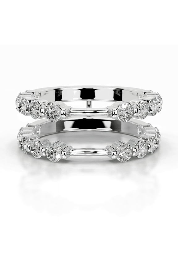 Gorgeous 2.3 Ct Round Cut Diamond Double Enhancer Ring - Women's Lab-Created Simulated Diamond - 14K White Gold Plated - Ideal for Engagements, Anniversaries, and Elegant Gifts for Her