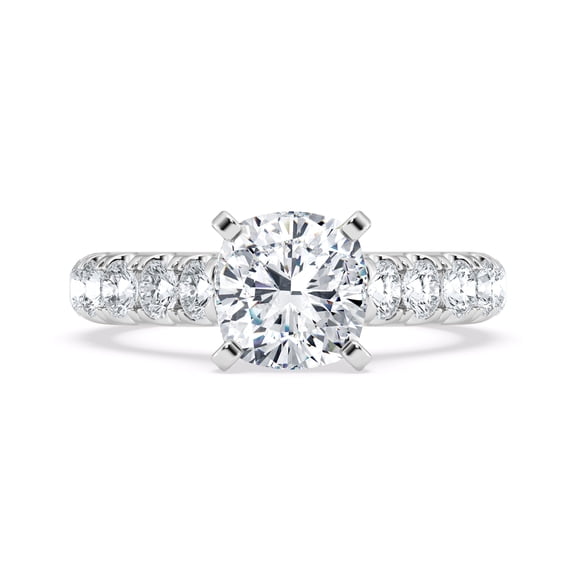 Spot Jewel Hidden Halo Cathedral Pave Engagement Ring for Women - 1.6 Ct Cushion Cut Lab Created Diamond Ring - 14K White Gold Plated Metal - Sparkling Bridal Jewelry for Engagement