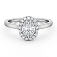 thumbnail image 1 of Spot Jewel Oval Cut Engagement Ring – 2 Ct Lab Created Diamond – Halo Design – 14K White Gold Plated Jewelry – 25th Anniversary Gift for Her, 1 of 4