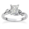 thumbnail image 1 of Spot Jewel Pave Set Vine Engagement Ring - 2.3 Ct Radiant Cut Lab Created Diamond Solitaire Design in 14K White Gold Plated - Wedding Jewelry for Diamond Lovers - Classic Solitaire Ring, 1 of 3