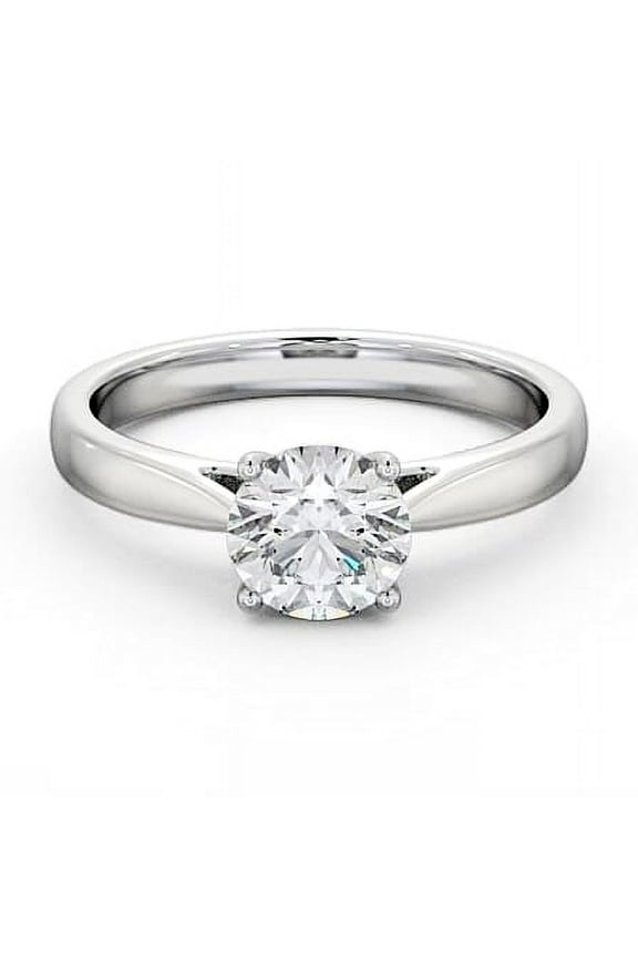 Round-Cut 1.3 Ct Lab-Created Diamond Engagement Ring – 14K White-Gold Plated Bridge-Set Solitaire – Women’s Wedding Ring for Special Occasion